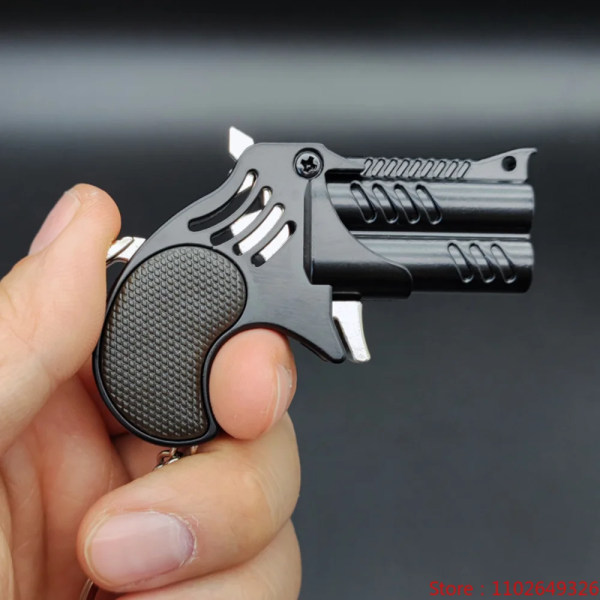 Ny Burst Gummiband Launcher Mini Nyckelring Metall Gummiband Gun Barn Simulering Pistol Shooting Toy Present 2