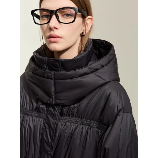 Minimalistisk 2023 Down Puffer Coat För Kvinnor Vinter Tjock Puff Bröd Med Huva Hög Krage Dam Lång Ytterkläder Ny 12324021 Black XL