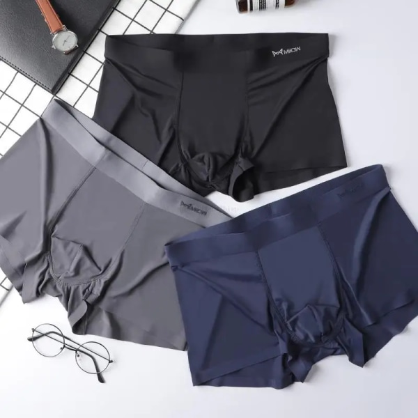 3st Ice Silk Seamless Herr Boxer AAA Grafen Antibakteriell Man Underkläder Sexiga Man Kalsonger Sommar Herr Trosor M1222 XXXL