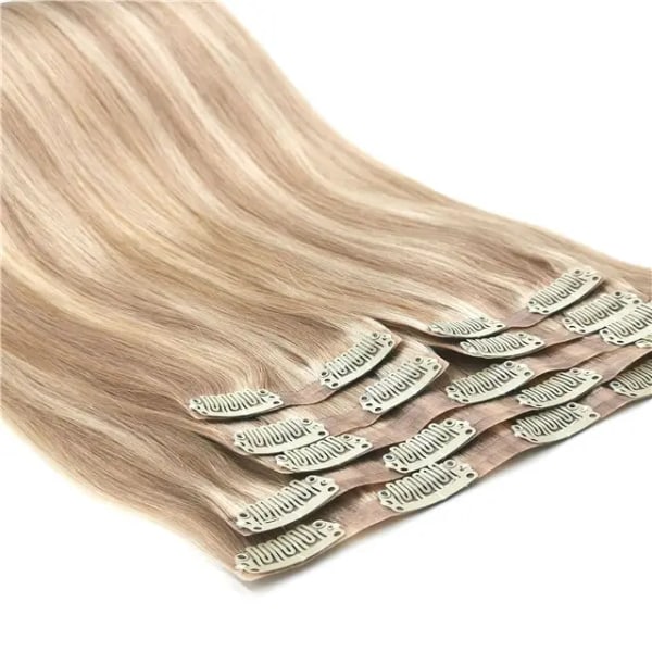 Svart Seamless Clip In Human Hair Extensions Real Hair Skin Weft Ultra Thin Double Weft PU Invisible Clip in Hair Extensions P27-613 16inch 100gram