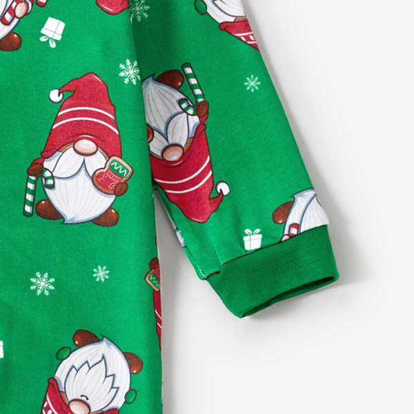 Julfamiljsmatchande print Långärmade pyjamasset (flammsäker) Green MenS