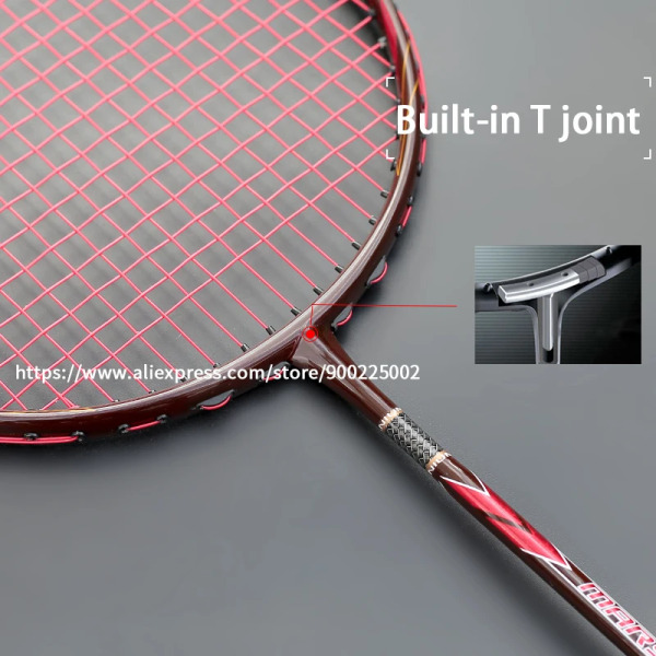 Superlätt 5U 100 % Badmintonracket i full kolfiber Strung High Pound 32 Lbs Professional Racket Rhombus Wind Blade Raket Black