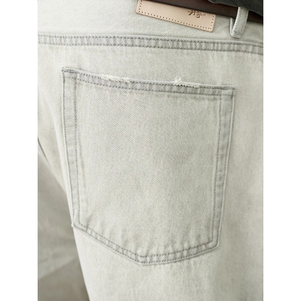 2023 Höst Vinter Nya Lösa Raka 13 Oz jeans Herr Tvättade Vintage Högkvalitets jeansbyxor Plus Size Märkeskläder Wash White Grey 32 REC 73-77.5KG