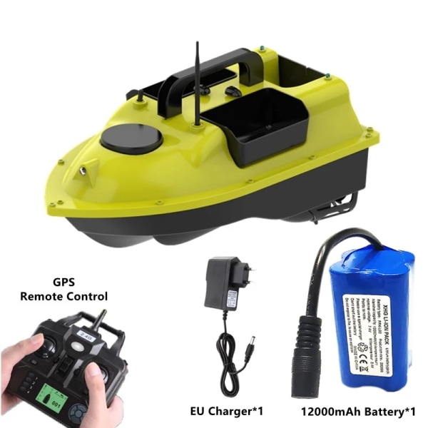 GPS-positionering 500M Ekolod Fish Finder One Key Cruise RC Bait Boat Tre Hoppers 6 Hours Endure Screen Display Vattentät RC-båt GPS EU 1Battery2