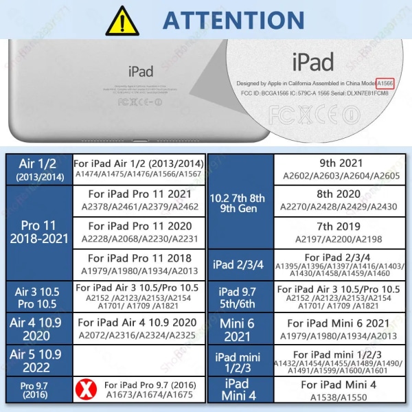 För iPad Air 5th Generation Case /iPad Air 4th Gen 10.9 iPad 10.2 7 8 9th iPad 10th Pro 11 10.5 Stöd för 2:a generationens pennladdning 2 PCS Glass iPad Mini 4 5