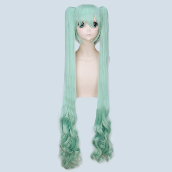 28 färger Miku Cosplay peruk lång värmebeständig syntetisk hårklämma hästsvansar Peruker + cap 449 fruit green 24 One Size