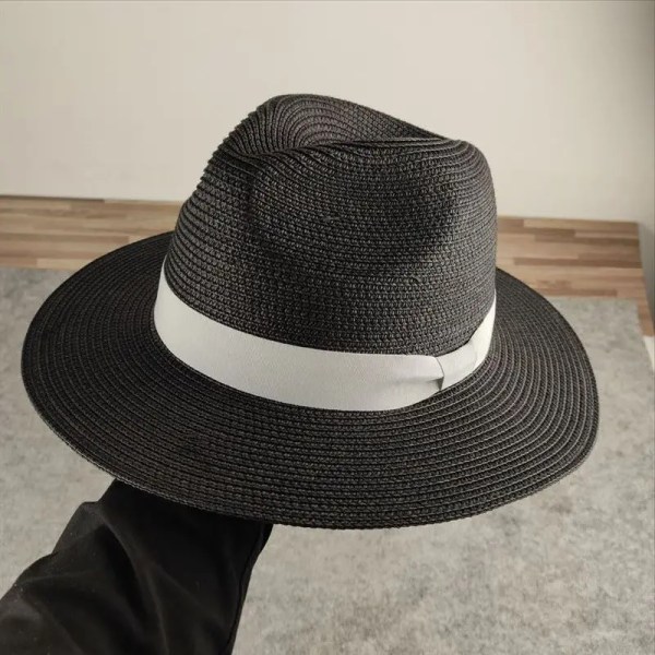 Plus size stråhatt för män beach oversize cap dam panama cap stor storlek bucket hatt stor storlek fedorahatt 55-58cm 59-60cm 61-63cm brown adjustment 59-60cm