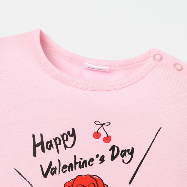 2st Baby Girl 100 % bomull kortärmad rosé grafisk t-shirt och print Layered volanger Shorts Set pink- 12-18Months