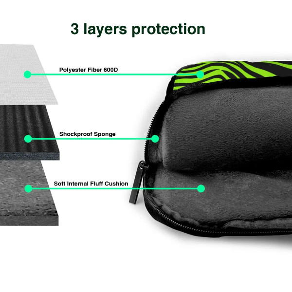 Green Tiger Print Laptopväska Roligt djur för Macbook Air Pro HP Huawei Case Business Vattentät 13 14 15 15,6 påse 4 15.6-inch