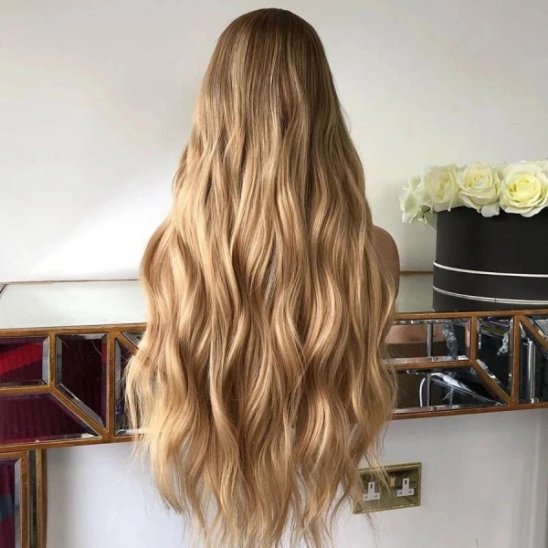 Ombre #4T27 Vågig peruk 1x4 U-del Människohår Peruker Blond Mellanöppet Uppåtriktad peruk för svarta kvinnor Brun 250 Densitet Remy Hair 1X4 U Part wig 14inches