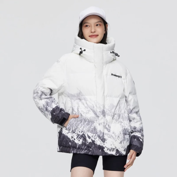 den nya svartvita positionerande fashionabla snöbergskappan för män och kvinnor i Bosden höst och vinter Snow Mountain 9r17 4XL190
