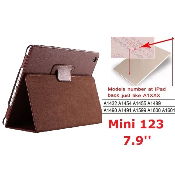 7,9'' Folio Stand Coque för iPad mini 2 mini 3 case Magnetic Smart Flip PU Läder A1432 A1455 A1490 för iPad mini 123 cover Brown