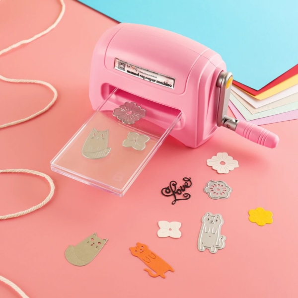4 färger minipressningsmaskiner för scrapbooking hantverkskort tillverkning av pappersskärare stansmaskin manuellt handverktyg Pink