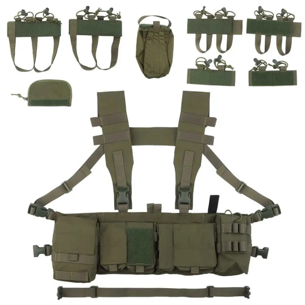 UW Tactical Chest Rig Militär jaktväst Patrullväska med 8st intern funktionell förlängningsförvaring för radiotidningspåse VE-79 RG