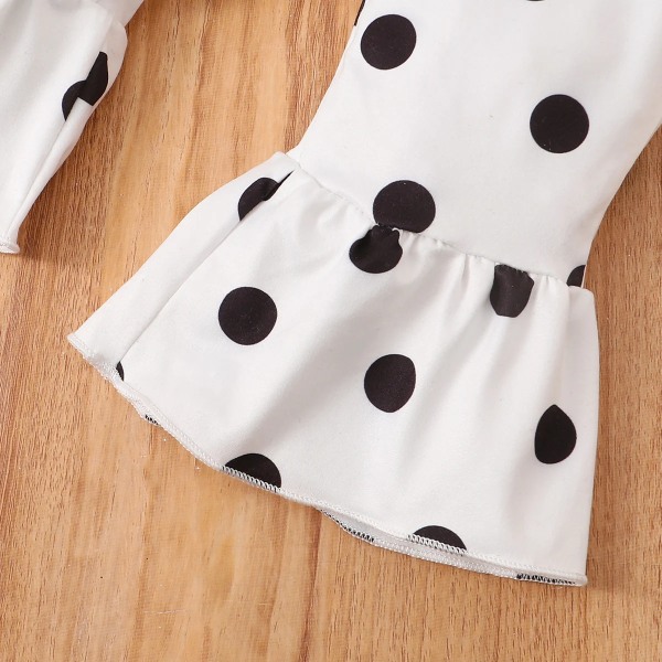 2st Baby Girl 100% bomull volang Crop Cami Top och rosett Front Polka Dots utsvängda byxor Set Black 3-6Months