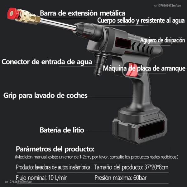 20000/30000mAh trådlös högtryckstvättpistol för biltvätt 60 bar skumgenerator elektrisk vattenpistol Sprayrengöring Autoenhet 1