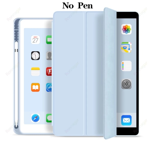 För ny iPad 10:e generationens case 2022 10,9 tum med pennhållare för iPad Air 5 4 10,9 iPad Pro 11 10,5 Air1 2 9,7 Mini 4 5 6 sky blue 9.7i iPad Air1 Air2