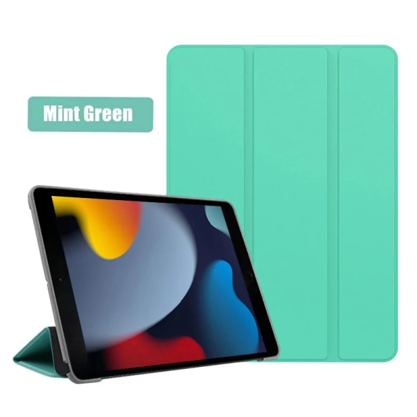 Case för NY iPad 10.2 2021 8:e 7:e 9:e generationen A2197 A2200 A2198 2020 Fundas PU Ultra Slim Wake Smart Cover för iPad 10.2 2019 2020 iPad 7th 2019 Mint Green