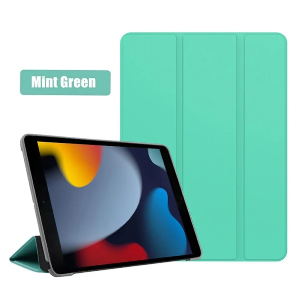 Case för NY iPad 10.2 2021 8:e 7:e 9:e generationen A2197 A2200 A2198 2020 Fundas PU Ultra Slim Wake Smart Cover för iPad 10.2 2019 2020 iPad 9th 2021 Mint Green