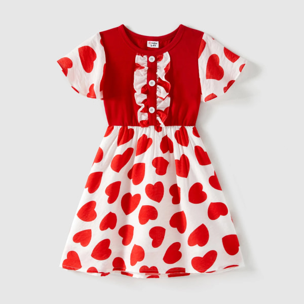 Familjematchande 95 % bomull Kortärmade Colorblock T-shirts och Klänningsset med print Red BabyBoy9-12M