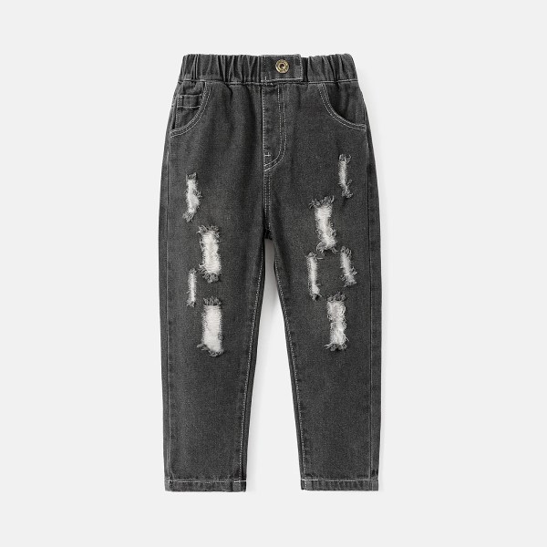 Toddler flicka/pojke elastiska bomull Ripped jeans Black 3-4Years