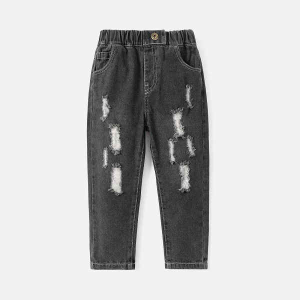 Toddler flicka/pojke elastiska bomull Ripped jeans Black 3Years