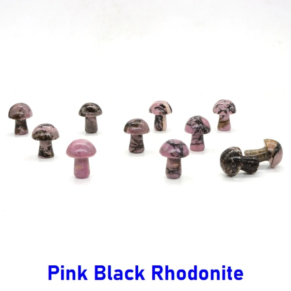 20 st/ set 20 MM mini svamp figurer Naturstenar snidade hantverk Dekor kvarts Healing Kristallstaty Partier Artiklar Grossista Bulk Black Rhodonite