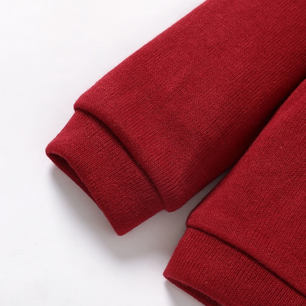 Kid Boy School Uniform Solid V-ringad Långärmad tröja Red 5-6Years