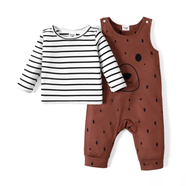 2st Baby Boy/Flicka 95% bomull randig långärmad set med t-shirt och print Colorblock 18-24Months