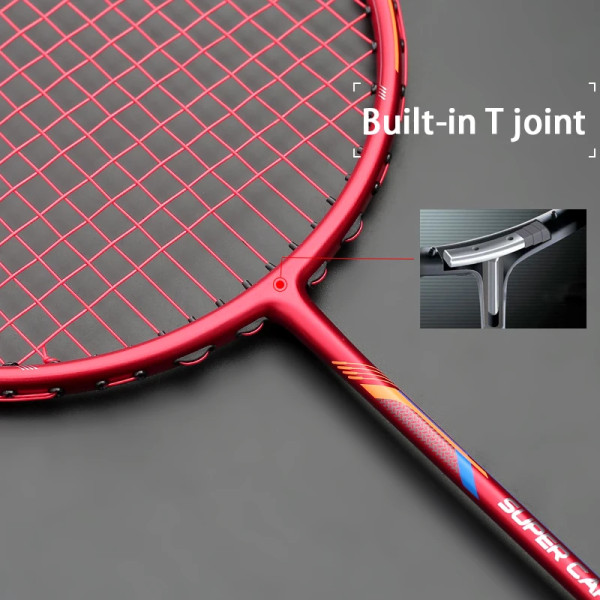 Lättaste 10U G5 100% kolfiber badmintonracketsträng Max spänning 35LBS Professionell för vuxna racketsporter med väskor Red