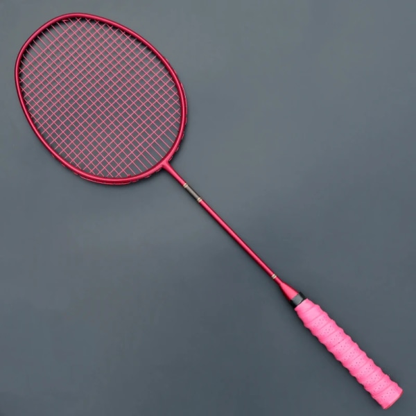 Hög kvalitet Ultralätt 5U kolfiber Badmintonracket Strings Bag Max 30LBS Professionell Racket Racket Strung Sports Padel Red