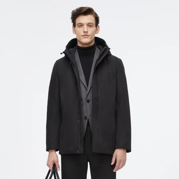 ny vinterdunjacka för män affärsstil smart casual ytterkläder vinter varm kappa med huva 9m70 L180
