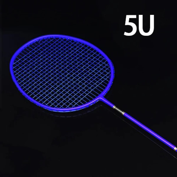 Hög kvalitet Ultralätt 5U kolfiber Badmintonracket Strings Bag Max 30LBS Professionell Racket Racket Strung Sports Padel Blue