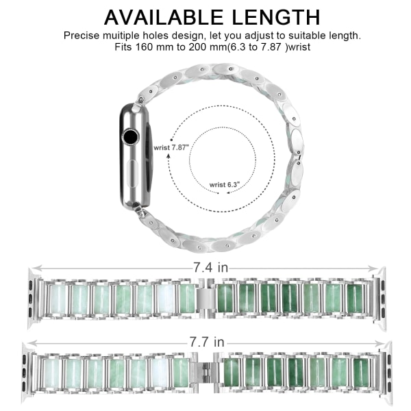 Jadesmycken + metallrem till Apple Watch Ulart 49mm 8 7 45mm 41mm Lyxarmbandsbälte för iwatch 6 5 4 3 SE 44mm 42mm 40mm Black For 38mm 40mm 41mm