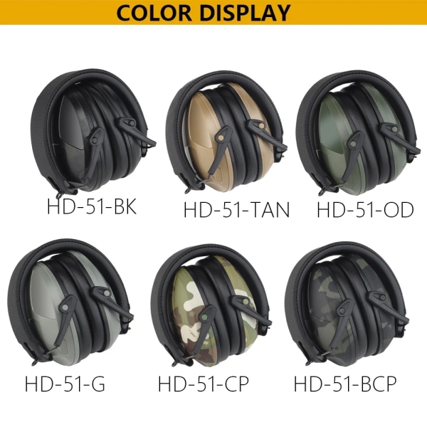 IPSC Shooting Noise Cancelling Headset Taktisk hörselkåpa Anti-brus hörlurar Hörselskydd Headset Vikbart hörselskydd HD51 BCP