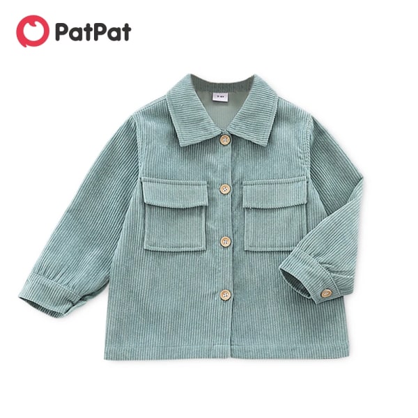 Toddler Flicka/Pojke Lapel Krage Button Down Solid Corduroy Coat Jacka Blue 18-24 Months