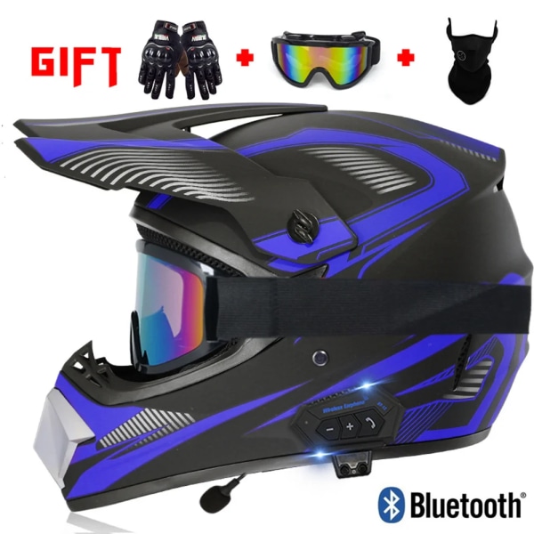 Motorcykel terränghjälm med Bluetooth Motorcykeltillbehör ATV Dirt DH Racing Motorcrosshjälmar för män Multiventilation N M