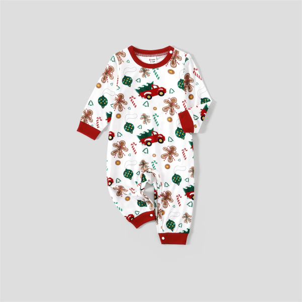 Christmas Family Matching Allover Red Truck Print Långärmad pyjamasset (flammsäker) White Baby3-6M