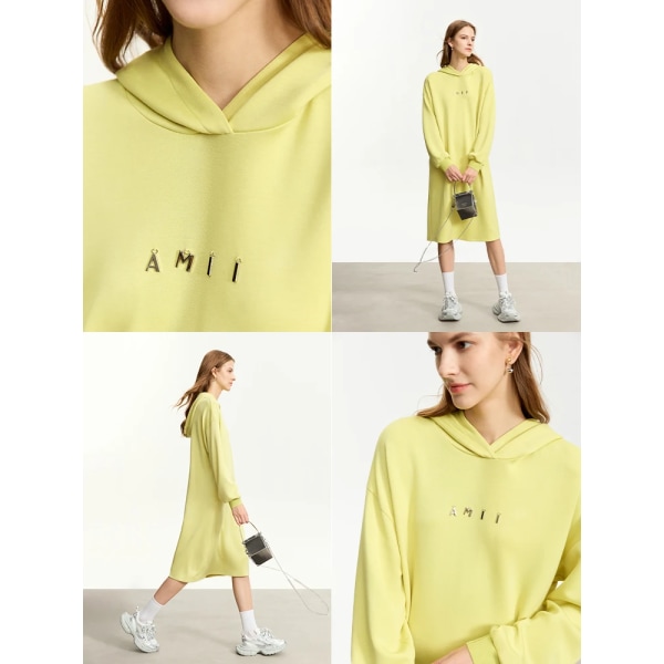 Minimalistiska Hoodies Klänningar För Kvinnor 2023 Höst Nya Lös Rak Metall Bokstav Midi Full Längd Casual Vestidos 12323159 shallow camel XL