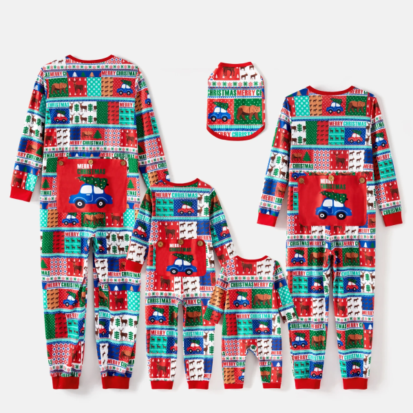 Julfamiljsmatchande print Långärmad dragkedja Onesies Pyjamas (flammsäker) Colorful Baby9-12M