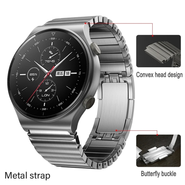 Metallrem för Samsung Galaxy watch 46mm Gear S3 Frontier Amazfit GTR High end armband i rostfritt stål för Huawei Watch GT2/3 Silver B 22mm