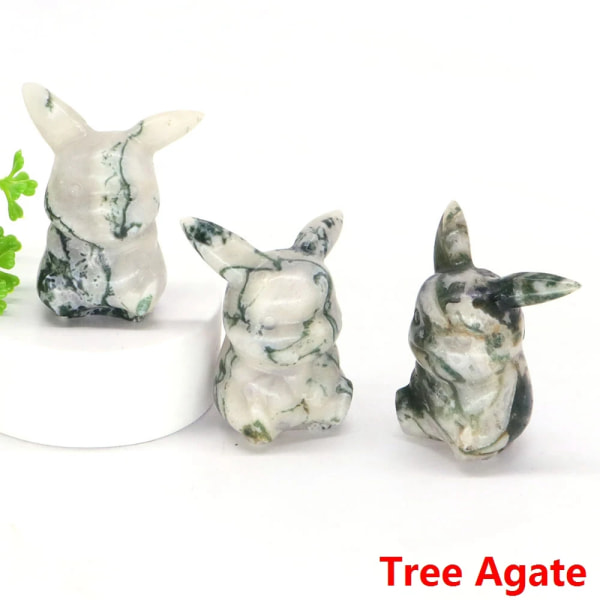 40 mm Tecknad Fantastic Animal Naturlig Gul Jade Kristall Healing Reiki Sten Carving Statyett Heminredning Prydnad Barn Present Tree Agate 10pcs