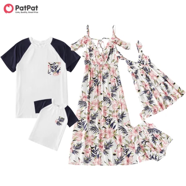 Print Familj matchande vita set WHITE Girl 3-4 Years