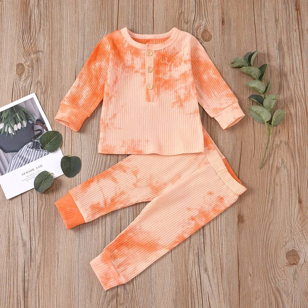 2st Baby unisex casual Babyset Bomullsoutfit Kostym Kostym Spädbarnskläder Orange 3-6 Months