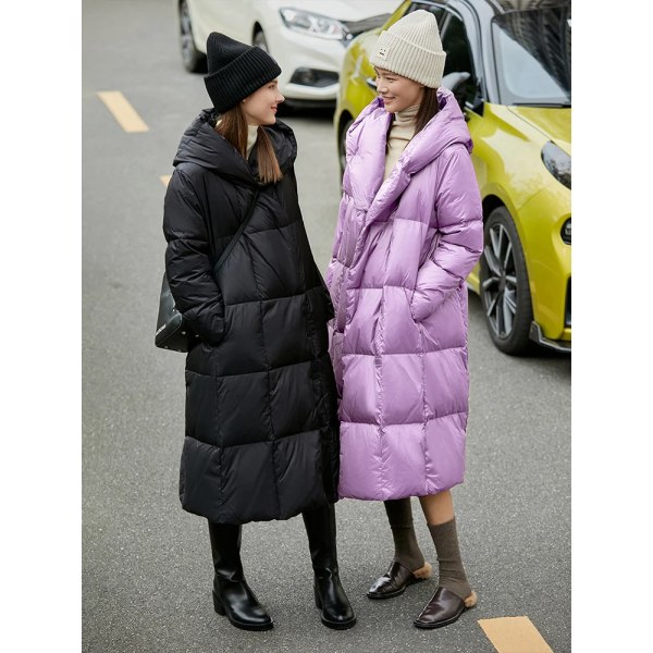 Minimalistisk 2023 Down Puffer Coat For Women Vinter Lång Bread Coat Lätt Tjock Varm Kvalitet Mode Ytterkläder Nytt 12324060 Purple S