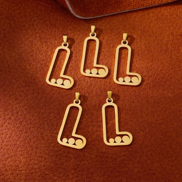 5 st ihåliga A-Z Inledande bokstäver hänge DIY halsband Armband Trendigt rostfritt stål brev hänge Smycken Tillbehör 30mmN22mm L