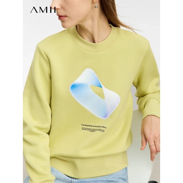 Minimalistisk 2023 printed fleecehuvtröja Dam Vinter Ny varm kappa Lata Casual Lös Streetwear Topp Trendig Crewneck 12344133 gray S