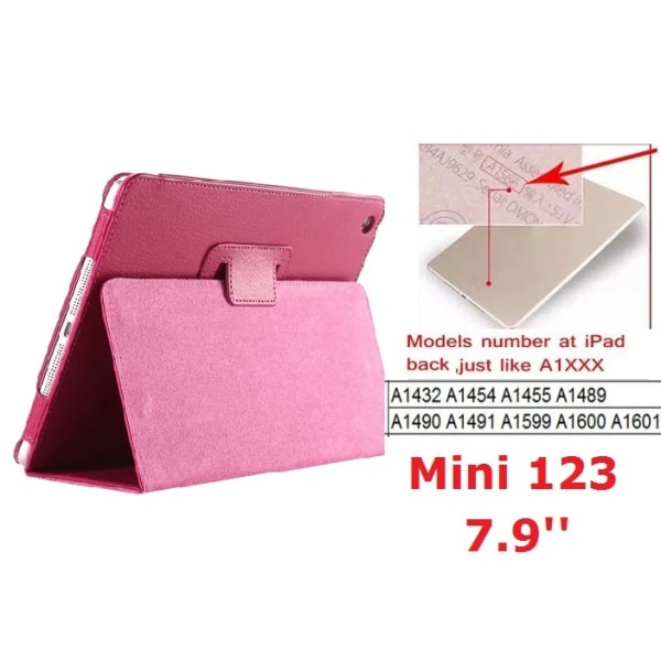 7,9'' Folio Stand Coque för iPad mini 2 mini 3 case Magnetic Smart Flip PU Läder A1432 A1455 A1490 för iPad mini 123 cover Rose