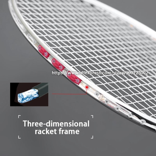 Offensiv typ Kolfiber Badmintonracket Strung Ultralight 4U 82g Professionell 22-32LBS Träningsracket Med Väskor Vuxen Green