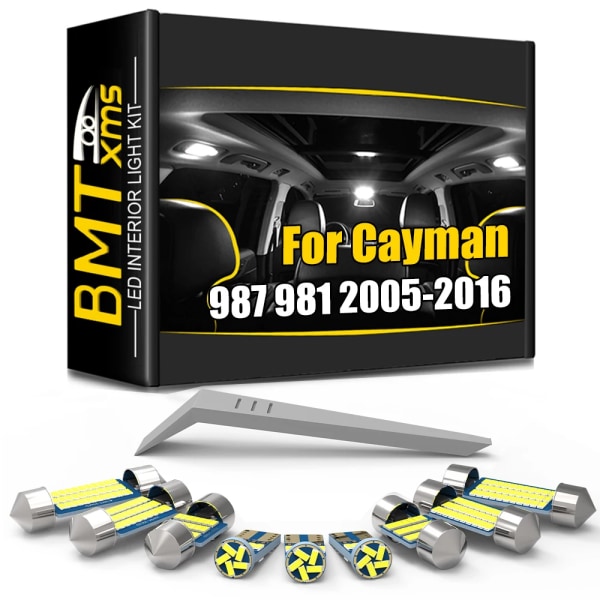 BMTxms Canbus LED-inredningsljussats för Porsche Cayman 2-dörrar 987 981 2005 2006 2007 2008 2009 2013 2015 2016 Biltillbehör Warn White